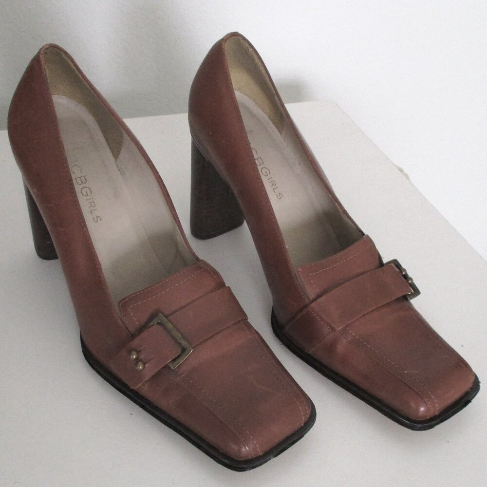 BCBGirls Womens Tan Leather 3" Heel Pump - Size 6M or 36 EUR